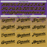 Custom Purple Black-Old Gold 3D Pattern Design Gradient Square Shapes Authentic Baseball Jersey