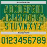 Custom Kelly Green Gold 3D Pattern Design Gradient Square Shapes Authentic Baseball Jersey