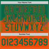 Custom Kelly Green Orange 3D Pattern Design Gradient Square Shapes Authentic Baseball Jersey