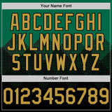 Custom Kelly Green Old Gold-Black 3D Pattern Design Gradient Square Shapes Authentic Baseball Jersey