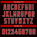 Custom Black Red-White Side Panel Abstract Lines Authentic City Edition Basketball Jersey
