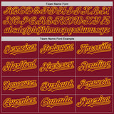 Custom Crimson Gold 3D Pattern Design Abstract Splatter Grunge Art Authentic Baseball Jersey
