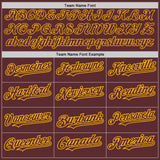 Custom Burgundy Gold 3D Pattern Design Abstract Splatter Grunge Art Authentic Baseball Jersey