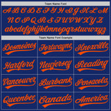 Custom Graffiti Pattern Orange-Royal 3D Scratch Authentic Baseball Jersey