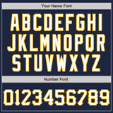 Custom Graffiti Pattern Navy Light Blue-Gold 3D Scratch Authentic Baseball Jersey