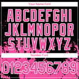 Custom Black Pink-White 3D Pattern Design Abstract Splash Grunge Art Authentic Baseball Jersey