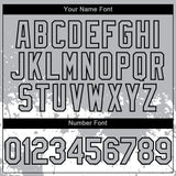 Custom Gray Black-White 3D Pattern Design Abstract Splash Grunge Art Authentic Baseball Jersey