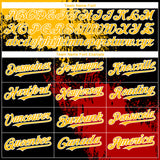 Custom Black Gold-Red 3D Pattern Design Abstract Brush Stroke Authentic Baseball Jersey