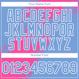 Custom Light Blue Pink-White 3D Pattern Design Abstract Brush Stroke Authentic Baseball Jersey