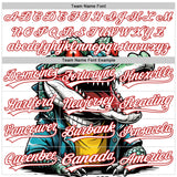 Custom White Red 3D Pattern Design Cartoon Crocodile Authentic Baseball Jersey
