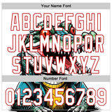 Custom White Red 3D Pattern Design Cartoon Crocodile Authentic Baseball Jersey