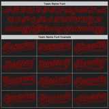 Custom Black Red 3D Pattern Design Abstract Network Authentic Baseball Jersey