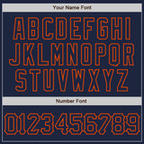 Custom Navy Orange 3D Pattern Design Abstract Network Authentic Baseball Jersey