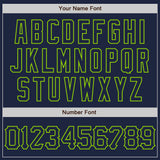 Custom Navy Neon Green 3D Pattern Design Abstract Network Authentic Baseball Jersey