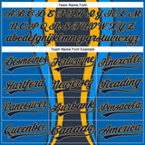 Custom Royal Navy-Old Gold 3D Pattern Design Side Stripes Authentic Baseball Jersey