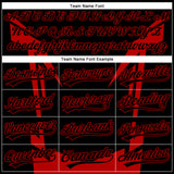 Custom Black Red 3D Pattern Design Side Sharp Edges Authentic Baseball Jersey