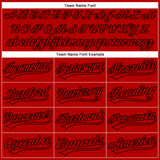 Custom Red Black 3D Pattern Design Side Stripes Authentic Baseball Jersey