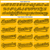Custom Gold Black 3D Pattern Design Side Stripes Authentic Baseball Jersey