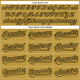 Custom Old Gold Black 3D Pattern Design Side Stripes Authentic Baseball Jersey