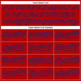 Custom Red Royal 3D Pattern Design Side Stripes Authentic Baseball Jersey