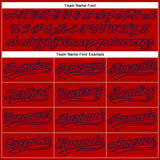 Custom Red Navy 3D Pattern Design Side Stripes Authentic Baseball Jersey