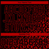 Custom Black Red 3D Pattern Design Leopard Print Fade Fashion Authentic Baseball Jersey