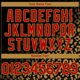 Custom Black Red-Old Gold 3D Pattern Design Leopard Print Fade Fashion Authentic Baseball Jersey