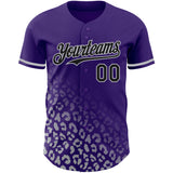 Custom Purple Black-Gray 3D Pattern Design Leopard Print Fade Fashion Authentic Baseball Jersey