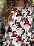 Casual Christmas Gnome Print T-Shirt