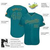 Custom Teal Teal-Old Gold Authentic Baseball Jersey