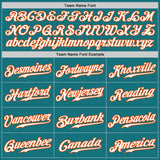 Custom Teal Orange Pinstripe White-Orange Authentic Baseball Jersey