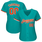 Custom Aqua Orange-White Authentic Baseball Jersey