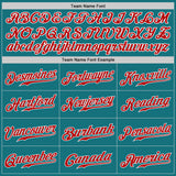 Custom Teal Red-White Authentic Baseball Jersey