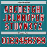 Custom Teal Red-White Authentic Baseball Jersey