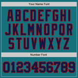 Custom Teal Navy-Red Authentic Baseball Jersey