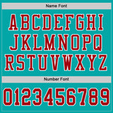 Custom Aqua Red-White Mesh Authentic Football Jersey