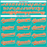 Custom Aqua White Pinstripe Orange Authentic Baseball Jersey