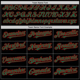 Custom Black Kelly Green-Red 3 Colors Arm Shapes Authentic Baseball Jersey