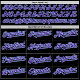 Custom Black Purple-Light Blue 3 Colors Arm Shapes Authentic Baseball Jersey
