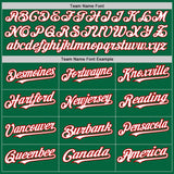Custom Kelly Green White-Red 3 Colors Arm Shapes Authentic Baseball Jersey