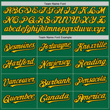Custom Kelly Green Yellow-Black 3 Colors Arm Shapes Authentic Baseball Jersey