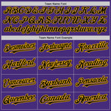 Custom Purple Black-Gold 3 Colors Arm Shapes Authentic Baseball Jersey
