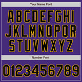 Custom Purple Black-Gold 3 Colors Arm Shapes Authentic Baseball Jersey