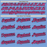 Custom Light Blue Pink-Black 3 Colors Arm Shapes Authentic Baseball Jersey
