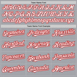 Custom Gray White-Red 3 Colors Arm Shapes Authentic Baseball Jersey
