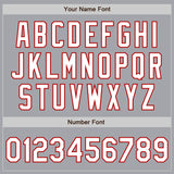 Custom Gray White-Red 3 Colors Arm Shapes Authentic Baseball Jersey