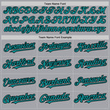Custom Gray Teal-Black 3 Colors Arm Shapes Authentic Baseball Jersey