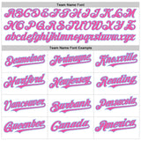Custom White Pink-Light Blue 3 Colors Arm Shapes Authentic Baseball Jersey