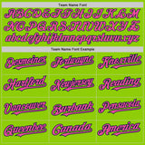 Custom Neon Green Pink-Navy 3 Colors Arm Shapes Authentic Baseball Jersey