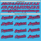 Custom Sky Blue Pink-Black 3 Colors Arm Shapes Authentic Baseball Jersey